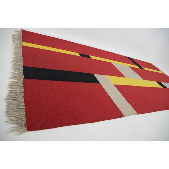 Image 1 of Tappeto vintage Bauhaus con motivo geometrico, Cecoslovacchia, anni '40