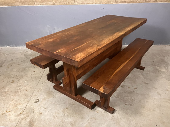 Image 1 of Wabi Sabi dining table with 2x bench