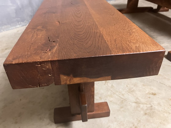 Image 1 of Wabi Sabi dining table with 2x bench