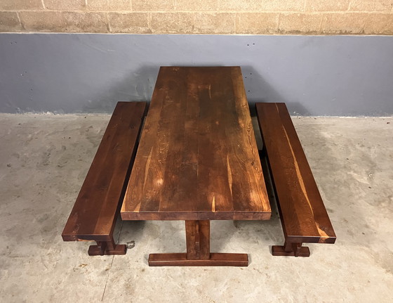 Image 1 of Wabi Sabi dining table with 2x bench