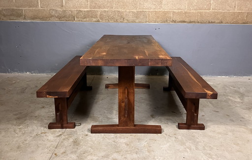 Wabi Sabi dining table with 2x bench