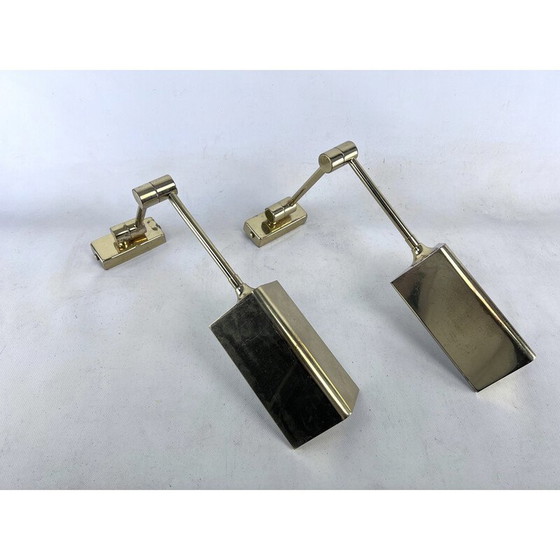 Image 1 of Pair of vintage brass wall lamps by Baulmann Leuchten, Germany 1980