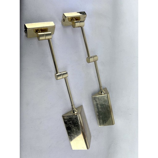 Pair of vintage brass wall lamps by Baulmann Leuchten, Germany 1980
