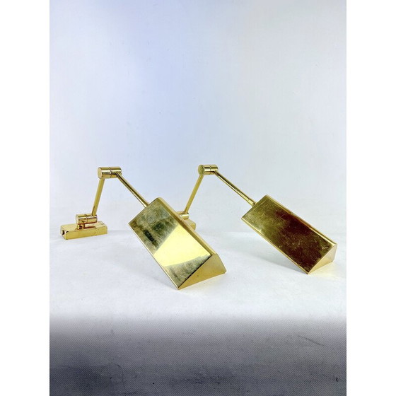 Image 1 of Pair of vintage brass wall lamps by Baulmann Leuchten, Germany 1980