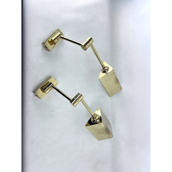 Image 1 of Pair of vintage brass wall lamps by Baulmann Leuchten, Germany 1980