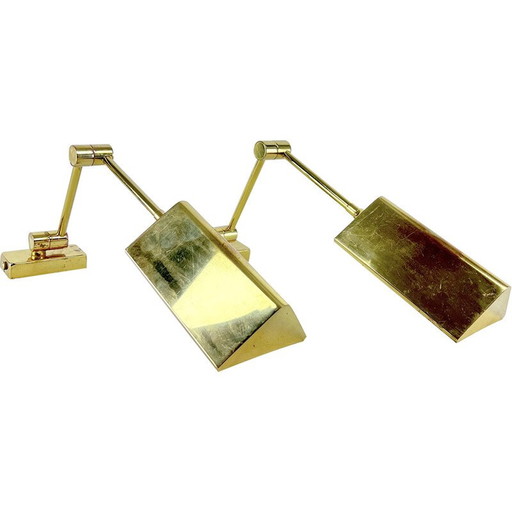 Pair of vintage brass wall lamps by Baulmann Leuchten, Germany 1980