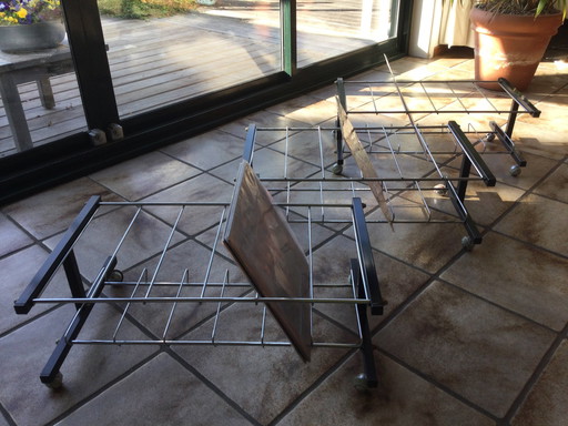 Vintage Elpee LP Rack Vinyl Record Rack Wheels Retro 1970s