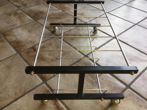 Vintage Elpee LP Rack Vinyl Record Rack Wheels Retro 1970s