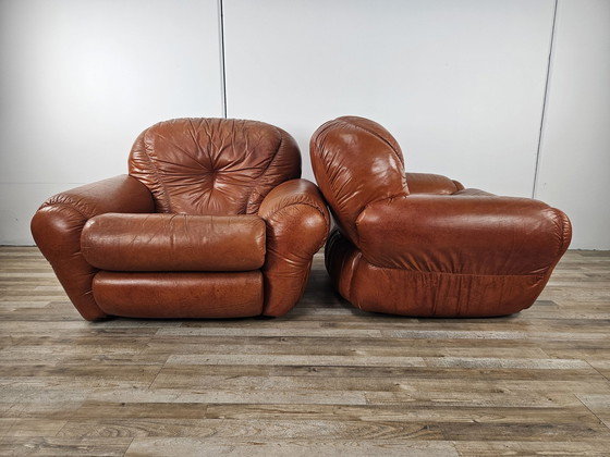 Image 1 of 70'S Club Armchairs In Leather