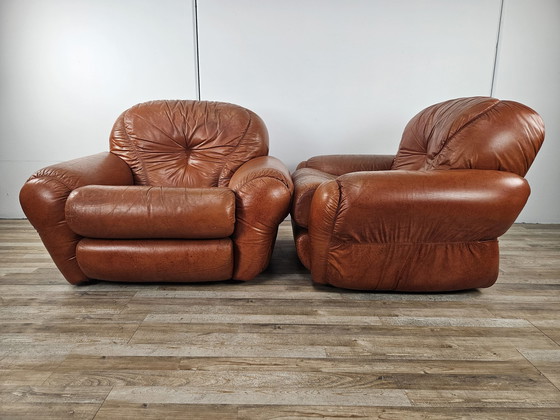 Image 1 of 70'S Club Armchairs In Leather