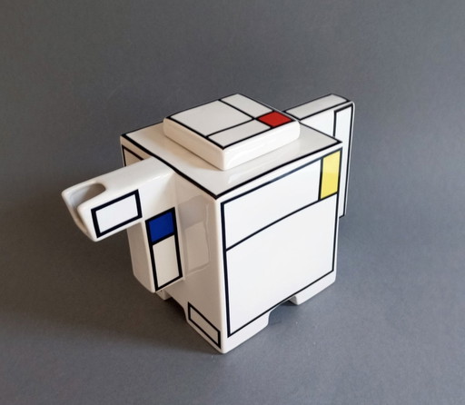 Juraj Mihalik Postmodern/Cubist Ceramic 'Mondrian' Teapot 1980'S