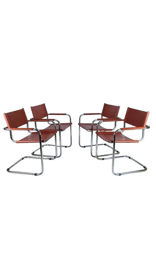 Mart Stam S34 Dining Chairs Cognac