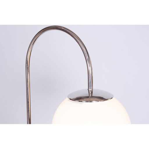 Vintage floor lamp in chrome steel and milk glass, Czechoslovakia 1930