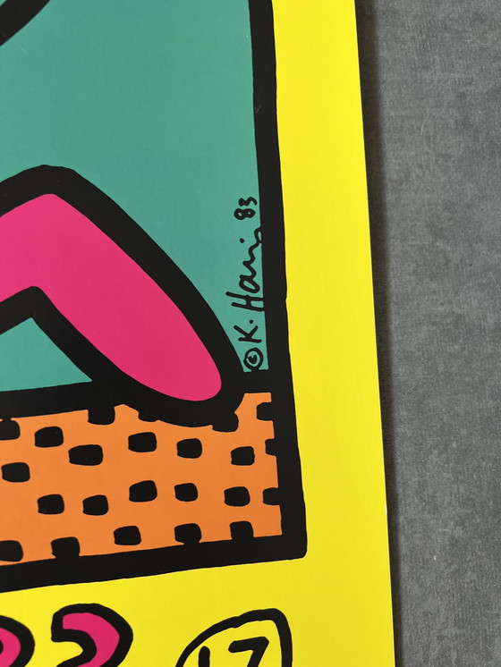 Image 1 of Keith Haring Montreux Jazz Festival Poster Streetart Warhol Basquiat Yellow Edit