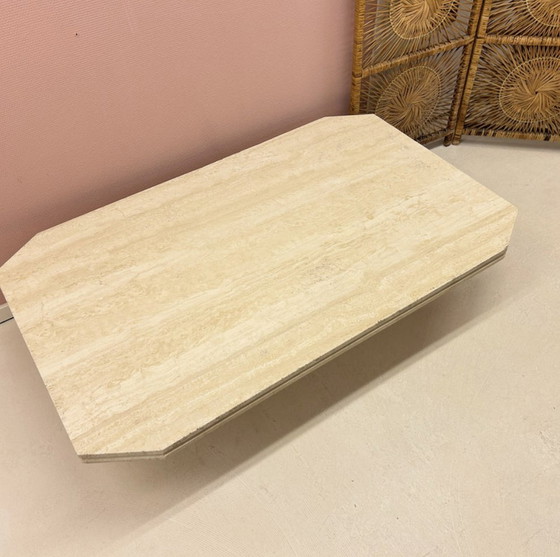 Image 1 of Rectangular Travertine Coffee Table