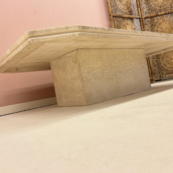 Image 1 of Rectangular Travertine Coffee Table