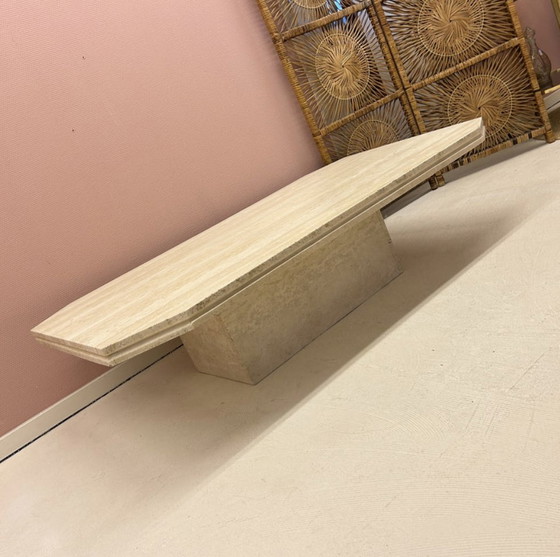 Image 1 of Rectangular Travertine Coffee Table