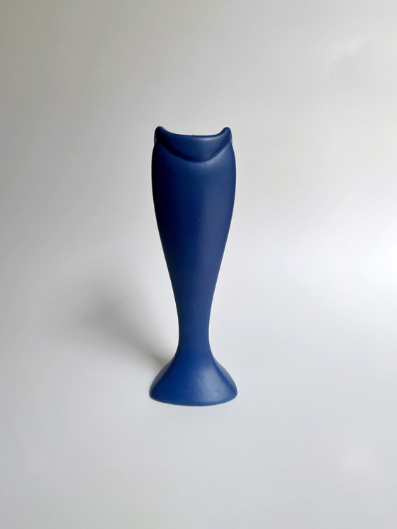 Image 1 of Vintage Asa flower vase postmodern 80s 90s cobalt blue ceramic