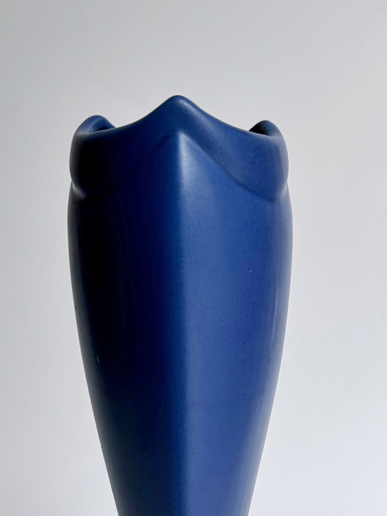 Image 1 of Vintage Asa flower vase postmodern 80s 90s cobalt blue ceramic
