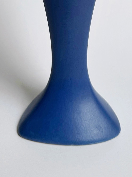 Image 1 of Vintage Asa flower vase postmodern 80s 90s cobalt blue ceramic