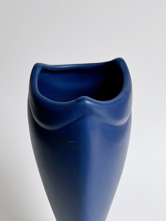 Image 1 of Vintage Asa flower vase postmodern 80s 90s cobalt blue ceramic
