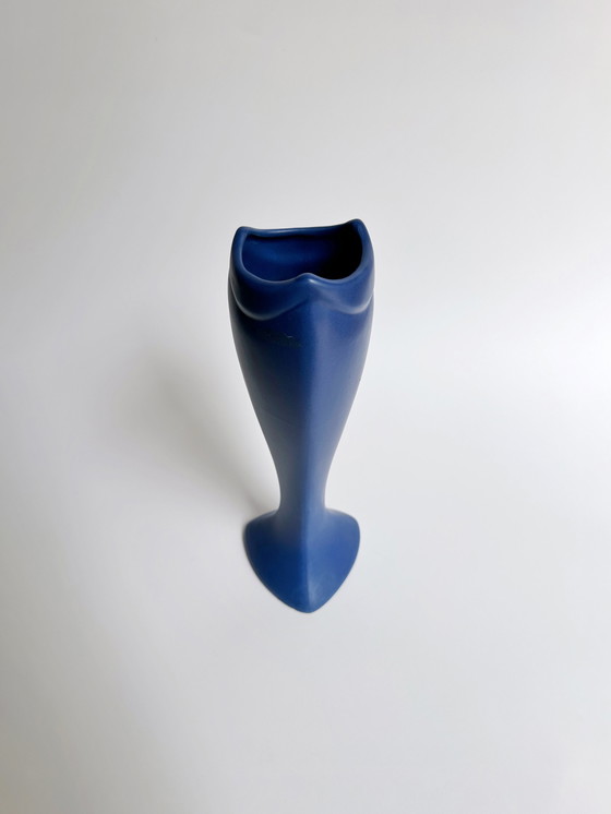 Image 1 of Vintage Asa Vase de fleurs Postmoderne 80Er 90Er Céramique bleu cobalt