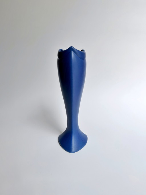 Vintage Asa Vase de fleurs Postmoderne 80Er 90Er Céramique bleu cobalt