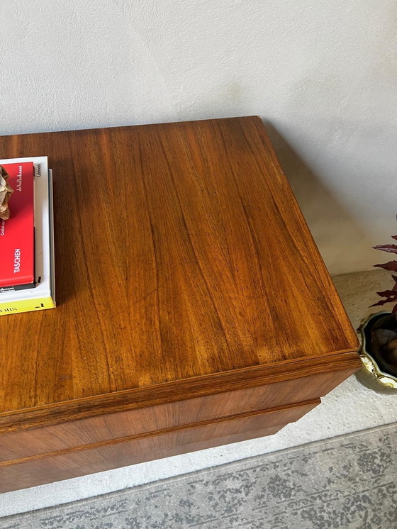 Image 1 of 70s Dresser 3 Drawers Veneer On Metal Legs