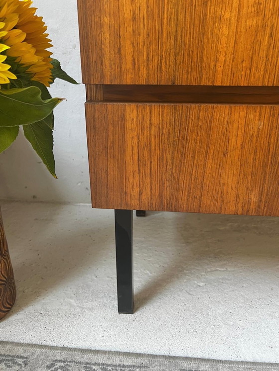 Image 1 of 70s Dresser 3 Drawers Veneer On Metal Legs