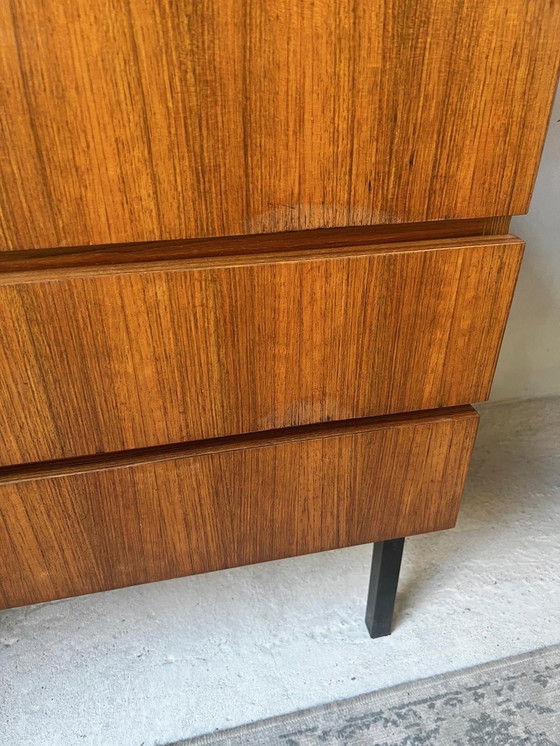 Image 1 of 70s Dresser 3 Drawers Veneer On Metal Legs