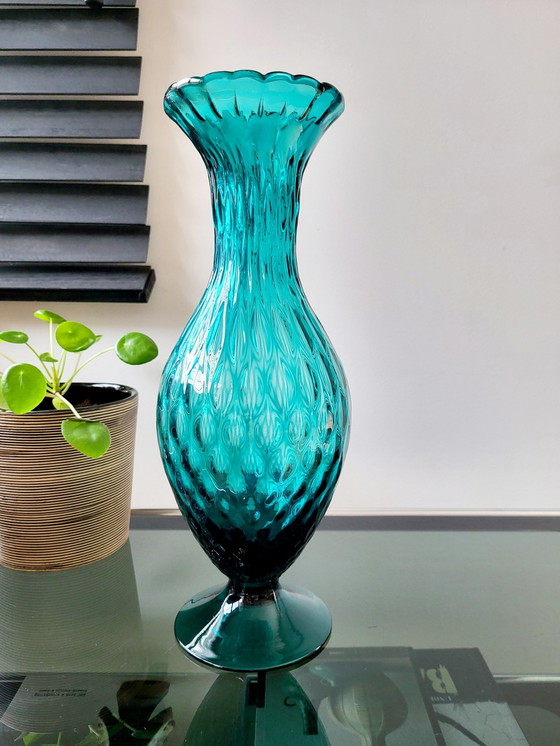 Image 1 of Midcentury Italian Design Glass Vase Empoli, Italy From The 1960s