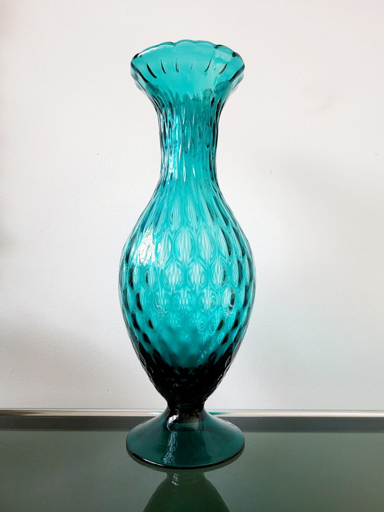 Image 1 of Midcentury Italian Design Glass Vase Empoli, Italy From The 1960s