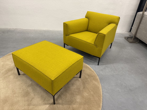 Image 1 of Design On Stock Bloq Armchair With Footstool Plough Wool Yellow