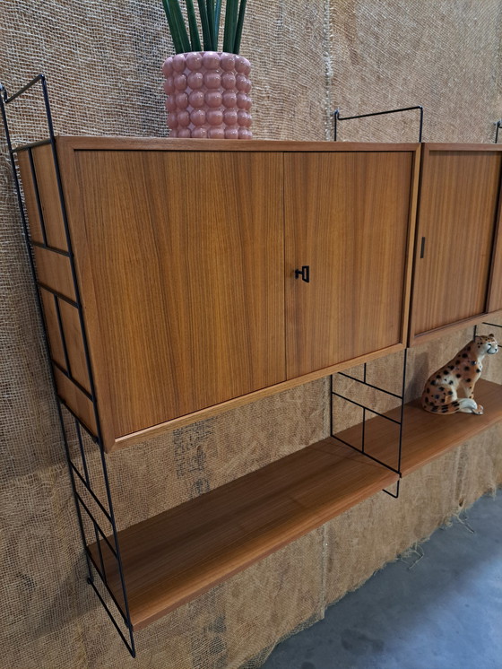 Image 1 of Teak Design Steel Wall System Moda With 2 Cabinets, Wall Rack