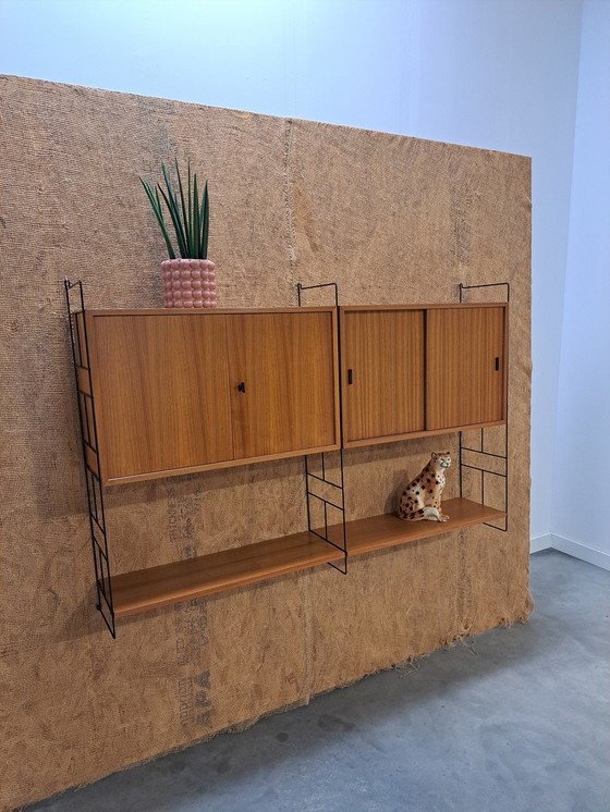 Image 1 of Teak Design Steel Wall System Moda With 2 Cabinets, Wall Rack