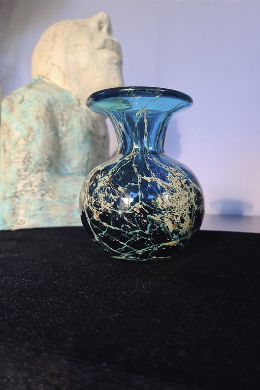 Mdina Glass Blue Handmade Vase