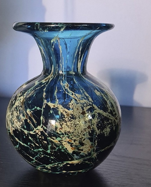 Mdina Glass Blue Handmade Vase