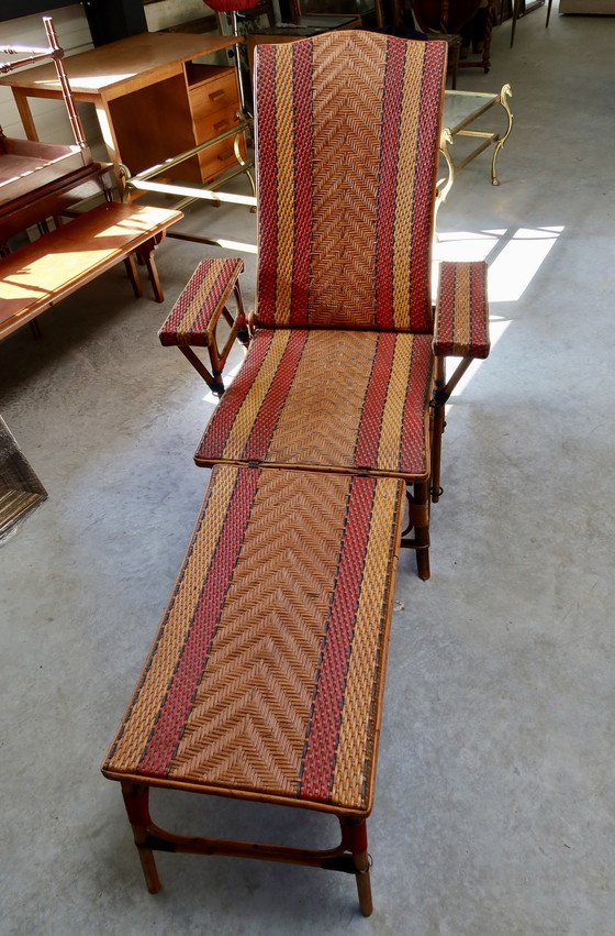 Image 1 of rattan bamboo chaise longue