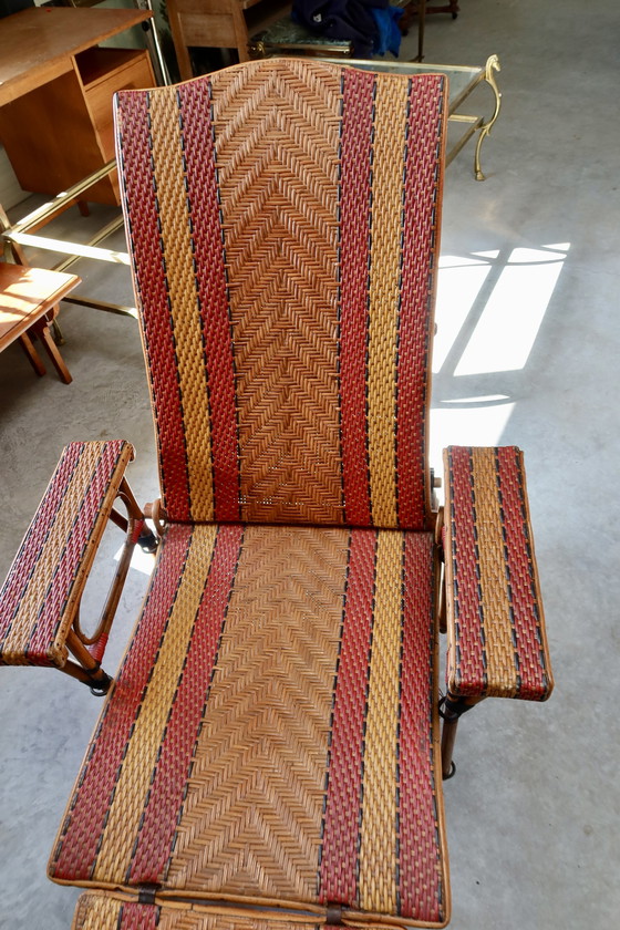 Image 1 of rattan bamboo chaise longue