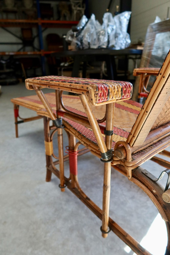 Image 1 of Chaise longue bambou rattan