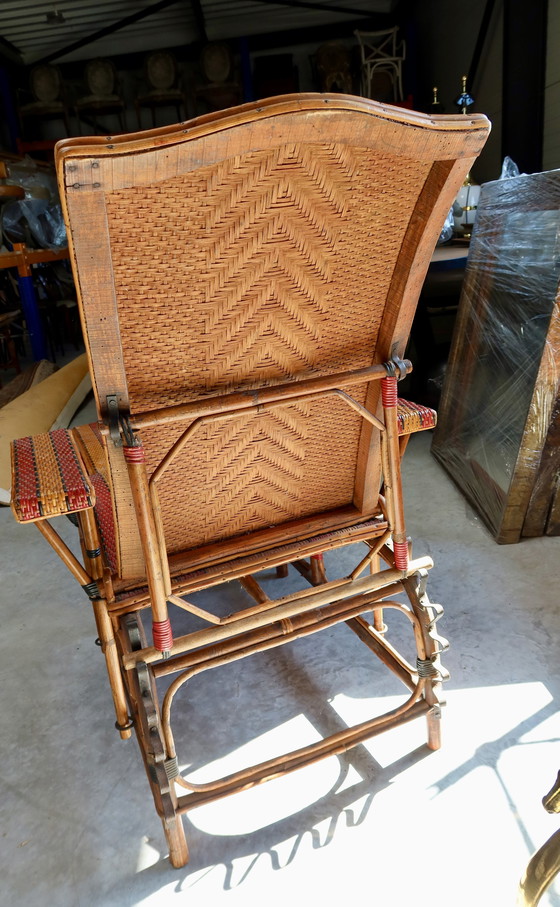 Image 1 of rattan bamboo chaise longue