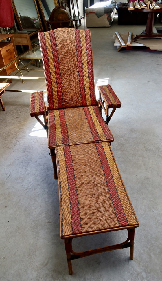 Image 1 of rattan bamboo chaise longue