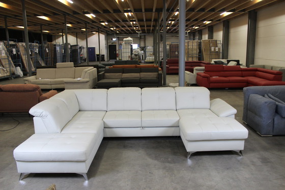 Image 1 of Leather Sofa U-Sofa With Sleeping Function Storage Space And Adjustable Headrests Leather Couch Sofa Bed Sofa Couch