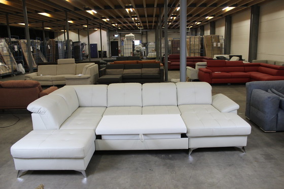 Image 1 of Leather Sofa U-Sofa With Sleeping Function Storage Space And Adjustable Headrests Leather Couch Sofa Bed Sofa Couch