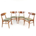 4 Vintage Danish Farstrup Chairs | New Upholstered Green Rib
