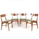 4 Vintage Danish Farstrup Chairs | New Upholstered Green Rib