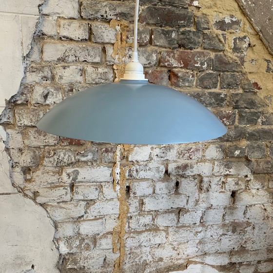Image 1 of Vintage pendant light from the 80s, blue-mauve color, DELMAS, France