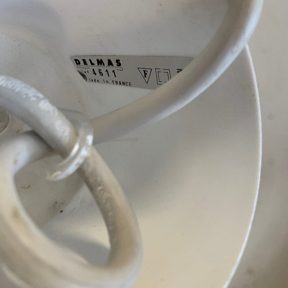 Image 1 of Vintage pendant light from the 80s, blue-mauve color, DELMAS, France