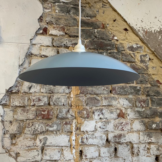 Image 1 of Vintage pendant light from the 80s, blue-mauve color, DELMAS, France