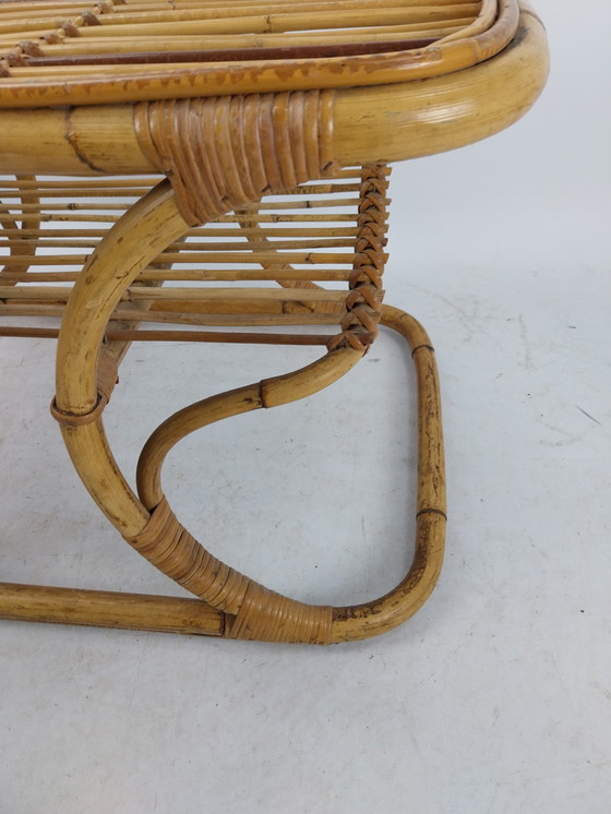 Image 1 of 1 x Table basse italienne en rotin/bambou 1950S